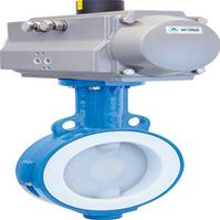 PTFE wafer butterfly valve for corrosive fluids